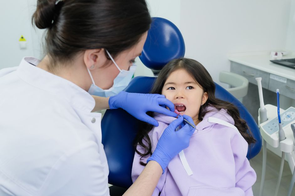 A child having a dental check-up