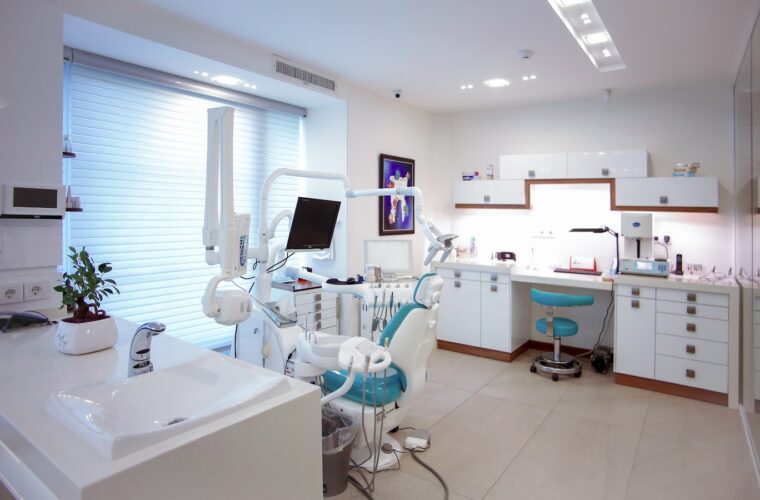 The treatment room of a small, comfortable dental office